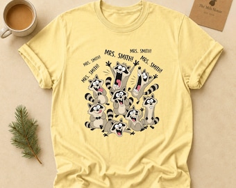Personalized Raccoon Teacher Shirt, Custom Teacher Name Tee, Funny Classroom Raccoons T-Shirt, Teacher Appreciation Gift, Back To School Tee