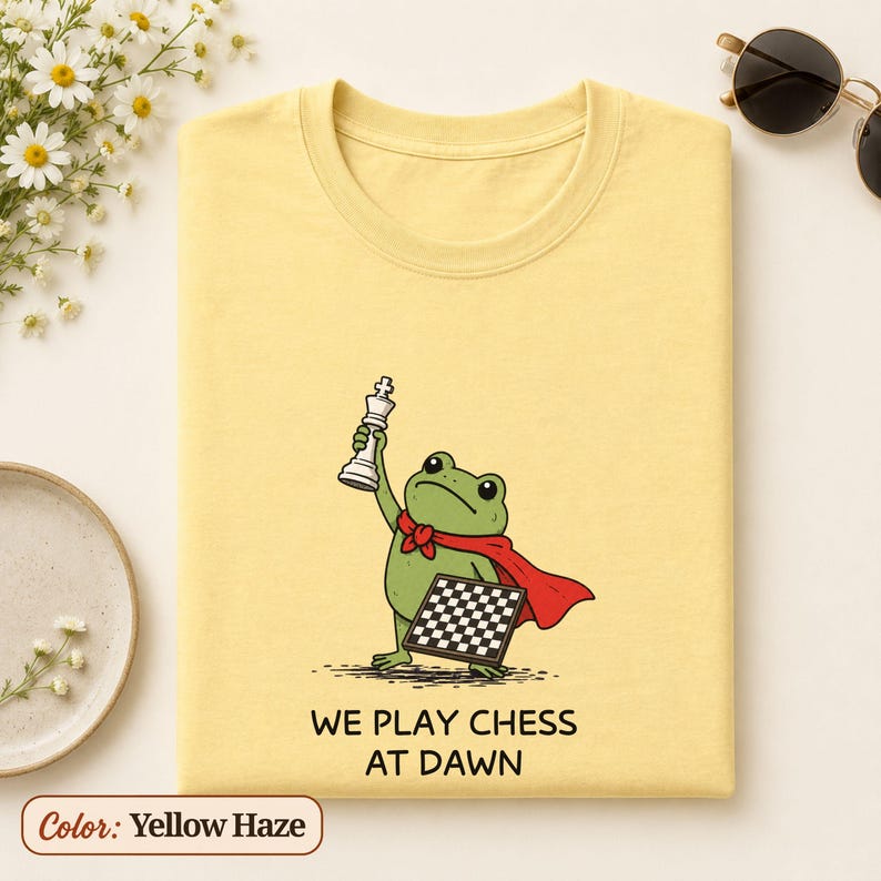 Chess Shirt, Funny Frog We Play Chess At Dawn T-Shirt, Chess Player Tee, Board Game Gift, Chess Club Humor image 5