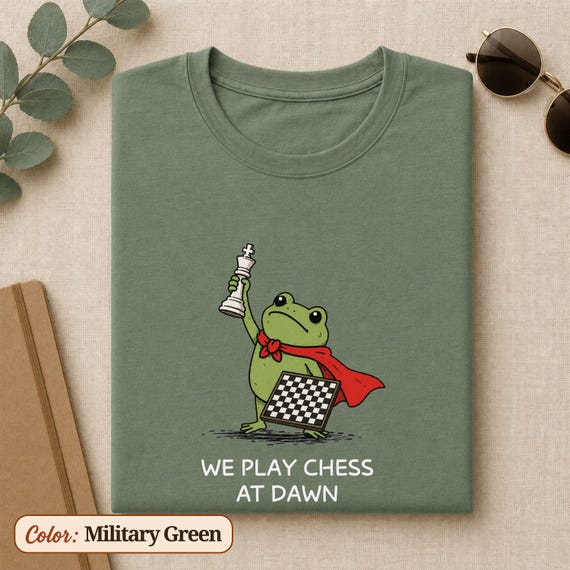 Chess Shirt, Funny Frog We Play Chess At Dawn T-Shirt, Chess Player Tee, Board Game Gift, Chess Club Humor
