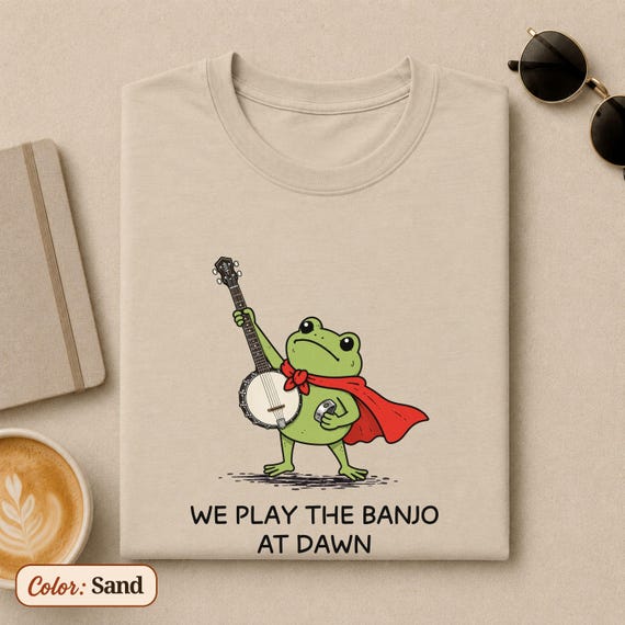 Banjo Shirt, We Play The Banjo At Dawn T-shirt, Funny Frog Bluegrass Tee, Banjo Player Gift, Music Festival