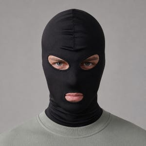 Máscara facial completa negra / Pasamontañas de dos o tres agujeros / Cubrecuellos extendido para disfraces, ropa de exterior y cosplay.