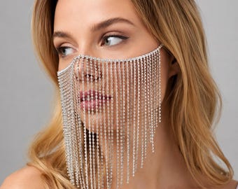 Rhinestone Fringe Face Chain Jewelry | Bohemian Crystal Tassel Veil Headpiece