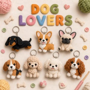 Nyckelringsvirkmönster Amigurumi Söta Djur Mat PDF-handledning DIY Gåva Små Projekt Samlingsset, Megapaket bild 6
