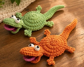 2in1 Funny Tom Lizard Coaster Crochet Pattern, Lizard Amigurumi Plush Toy, Pop-Up Cup Holder, Digital Download (PDF)