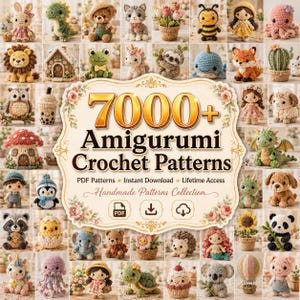 Paquete de más de 7000 patrones de amigurumi a crochet en PDF / Patrones de animales adorables a crochet / Patrones de peluches ideales para principiantes / Descarga instantánea