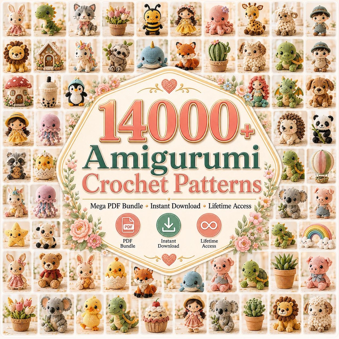 14000+ Amigurumi Crochet Patterns Bundle PDF | Cute Animal Crochet Patterns | Beginner Fri
