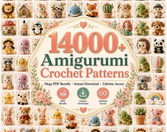 14000+ Amigurumi-virkmönster i PDF-format | Virkmönster för söta djur | Nybörjarvänliga plyschmönster | Direktnedladdning