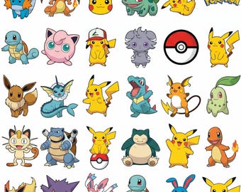 Pokemon Clipart PNG Bundle, Pikachu Character Images, Cartoon PNG Files, Transparent Background, Digital Download, Instant Download