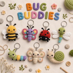 Nyckelringsvirkmönster Amigurumi Söta Djur Mat PDF-handledning DIY Gåva Små Projekt Samlingsset, Megapaket bild 8
