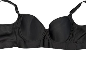 Reggiseno a T-shirt con ferretto da donna, taglia 40B, nero, in nylon ed elastan, leggermente imbottito, comodo.