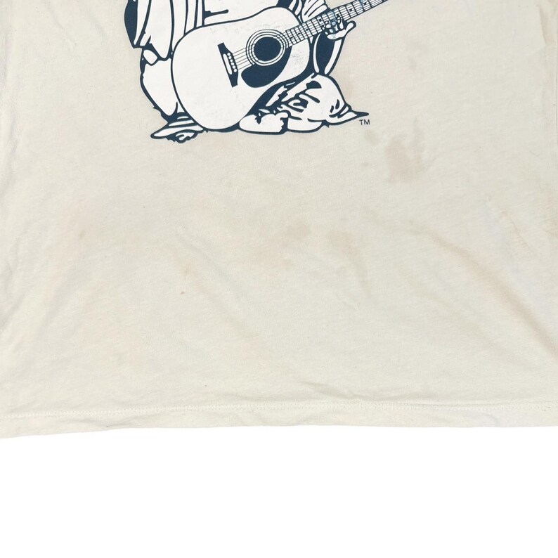 Maglietta True Religion Buddha Guitar da donna, taglia M, bianca, con logo e grafica in cristallo. immagine 3