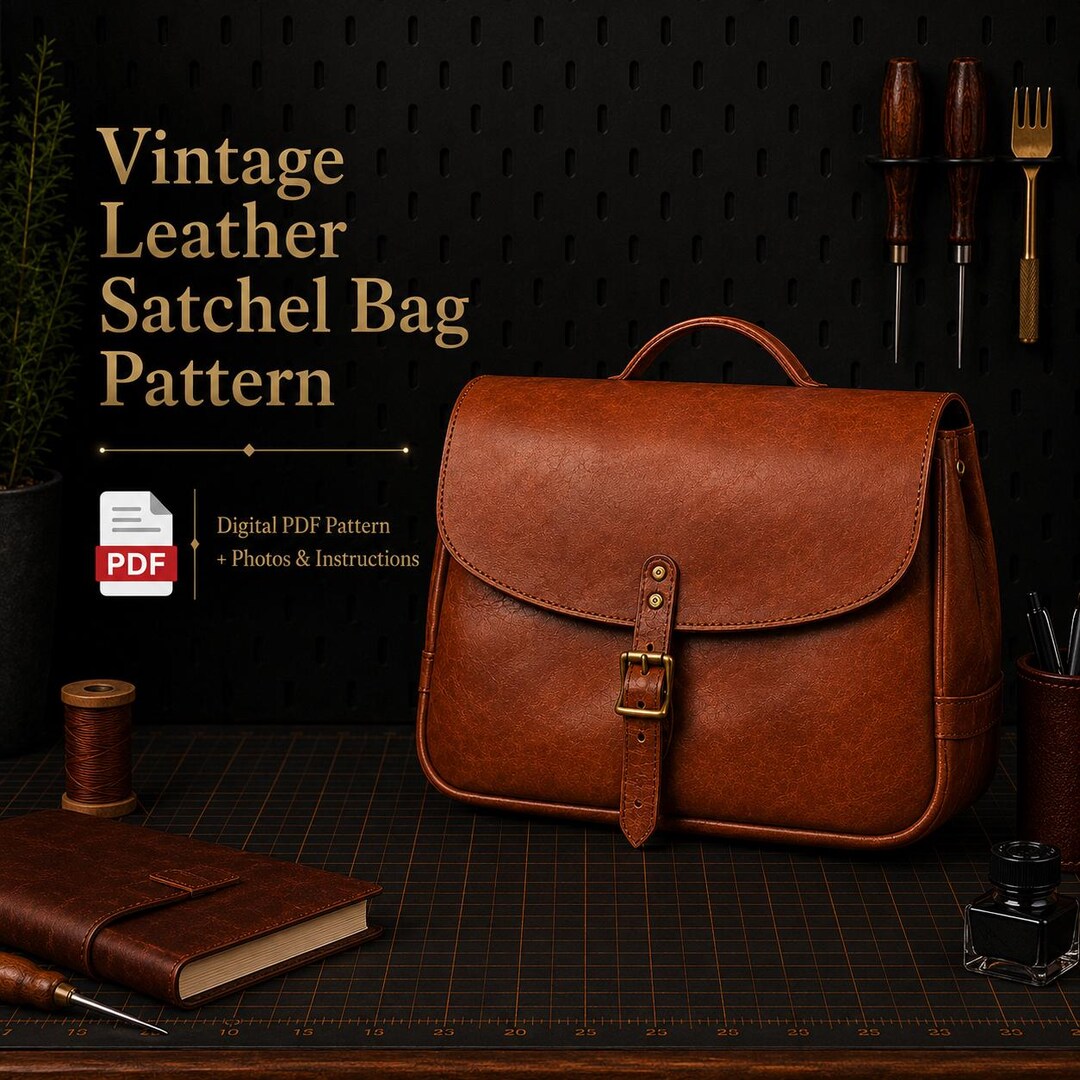 Vintage Leather Satchel Bag Pattern PDF, DIY Leather Messenger Bag ...
