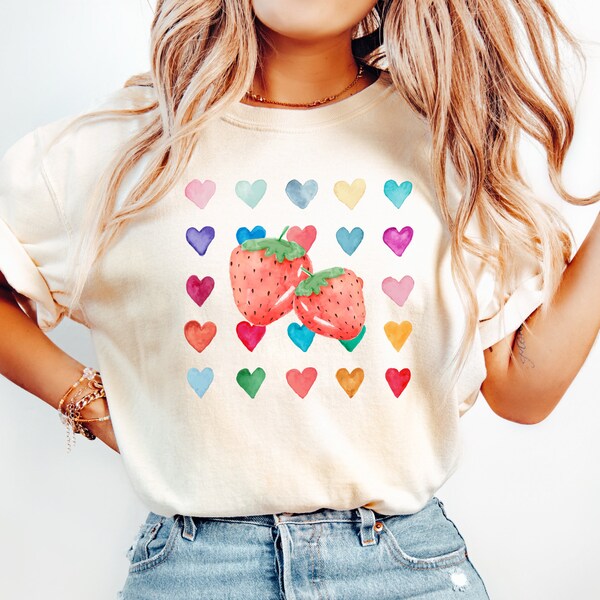 Strawberries PNG Watercolor Digital File Instant Download Cut File Coquette Aesthetic In my soft girl era hearts preppy sublimations