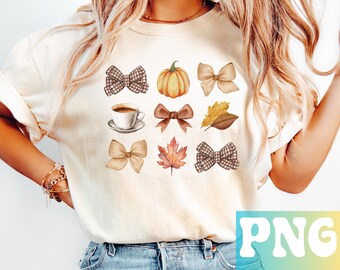 Herfst Flirt Aquarel Bladeren Voetbal Pompoen Koffie Trui Weer Wimpel Strik Bruin Geelbruin lint Shirt Preppy lint Sublimatie