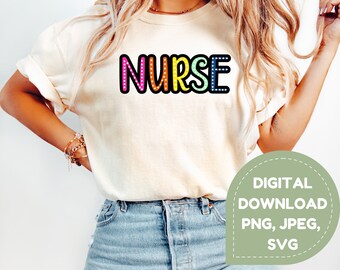 Verpleegkundige PNG, kleurrijk, verpleegkundige cadeau png, medische png, beroep Svg, digitaal bestand, sublimatie downloaden, medisch veld png, verpleging Svg