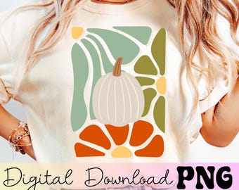 Boho bloemen herfst png, herfstsfeer, pompoenseizoen png, herfstpompoensublimatieshirt png, retro pompoen png, Thanksgiving png, herfstsfeer