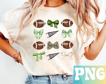 Voetbal groen flirt Sport aquarel Cheer High School Team vrijdagavond shirt preppy lint sublimatie trending geruite wimpelstrik