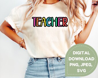 Leraar PNG, kleurrijk, leraar stippen png, hoofddocent png, bezetting Svg, digitaal bestand, sublimatie downloaden, onderwijs Svg