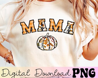 Mama herfst pompoenbladeren Preppy png-ontwerp instant download sublimatie trendy