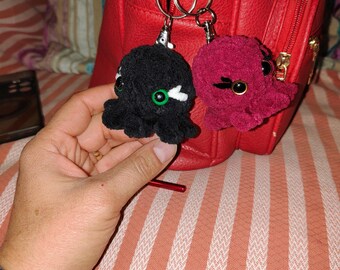 Crochet Octopus Keychain Set, Plush Amigurumi Backpack Charm, Party Favors (Set of 5)