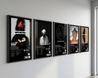 PARTYNEXTDOOR - Set of 5 Posters Album Tracklist Digital Download [BLACK BACKGROUND]