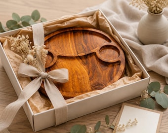 Bandeja de madera natural para servir aperitivos, tabla rústica para servir, decoración moderna para la cocina.
