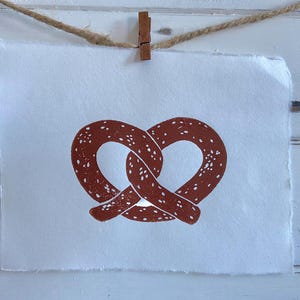 original pretzel linocut art