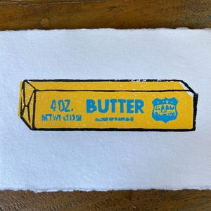 original stick of butter linocut art