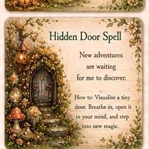 May include: Three illustrated cards with fairy themes. The top card reads "2. TWINKLE MOSS Guardian of Nature & Secrets." The other cards have text about spells: Forest Whisper, Hidden Door, and Root & Grow. Each card features a fairy illustration.