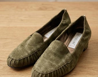 Pollini green suede moccasins