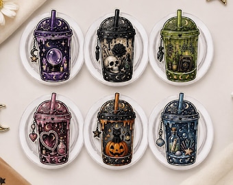 Gothic Potion Bottle MagSafe Phone Grip, Spooky Drink Holder, Witchy Skull Bat Accessory, Dark Academia Halloween Gift, Goth Phone Stand