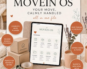 Moving Planner & New Home Checklist | Interactive Packing, Change of Address, Budget Tracker | No Subscription, Works Offline