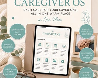 Caregiver Planner App, Interactive Elder Care and Aging Parent Organizer — Medications, Appointments & Daily Care Log in One Private File