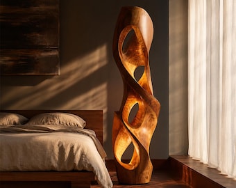Handcrafted Teak Wood Floor Lamp | Organic Driftwood Style, Wabi Sabi Decor