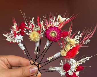 Vintage Enamel Flower Bobby Pins: Rhinestone Hair  display picture 2