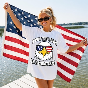I Put The Tism In Patriotism Svg & Png, American Eagle Flag Tee, Retro Patriotic Humor Gift, Digital Download image 5