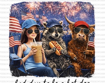 250th America Anniversary Png, Raccoon Bad Day to Be a Hotdog Png, Raccoon 4th of July Png, Fourth of July Png, Red White & Feral Png