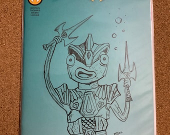 Sketch Cover - Aquamen #1 Atlantean Fishstick Drawing by Erik