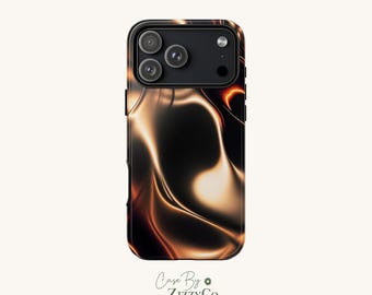 Abstrakcyjne etui na telefon z płynnym metalem, brązowa obudowa z motywem spirali do iPhone'a 18 17 16 15 Pro Max, Samsunga S26 S25 S24 Ultra, wzór z płynnego metalu