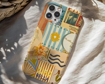 Coastal Phone Case, Coquette Italian Summer Collage Cover, Retro European Aesthetic, iPhone 17 16 15 14 13 12 Pro Max, Samsung S26 S25 Ultra