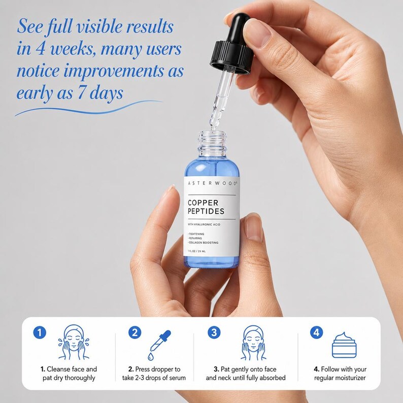 Small Batch Copper Peptide Serum | Hyaluronic Acid Lightweight Hydrating Glow for Dry Skin image 5