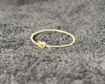 14K Gold Knot Ring - Pure 14K Petite Love Knot Ring - Handmade Real Gold Sailors Knot Ring - Simple Gold Ring - Free Ring Sizer with Order
