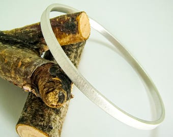 Sterling Silver Bangle Bracelet - 4mm X 2mm - Elegant Plain Bracelet