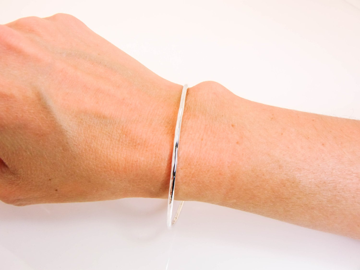 Hammered Sterling Silver Hook Bracelet - Artisan Locking Bangle - Etsy