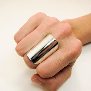 Wide Sterling Silver Statement Ring - Flat Out Band - 1.25 Inches Wide - No Hassle Resizing