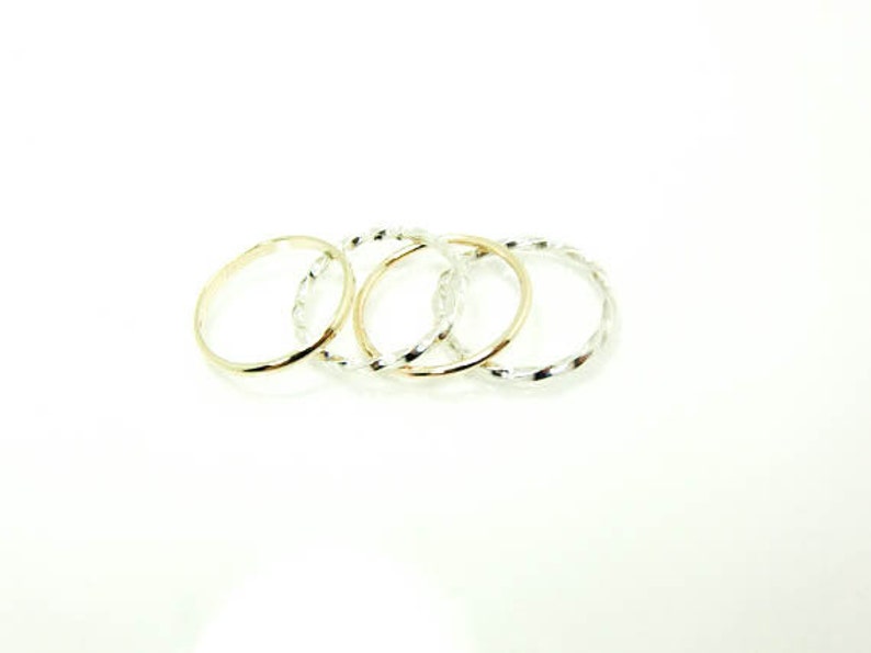 Real Gold & Sterling Silver Stacking Ring Set Gold Stacking Etsy