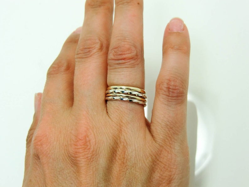 Real Gold & Sterling Silver Stacking Ring Set Gold Stacking Etsy