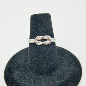 10K White Gold Double Knot Ring - Real White Gold Love Knot - White Gold Love Knot Ring - Free Ring Sizer with Order