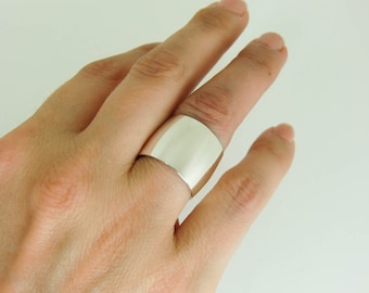 Wide Sterling Silver Statement Ring – Handmade Low Dome Design - No Hassle Resizing