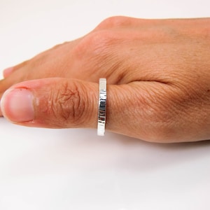 Sterling Silver Ring - Hammered Silver Ring - Plain Silver Ring - Square Hammered Ring - Hammered Silver Band
